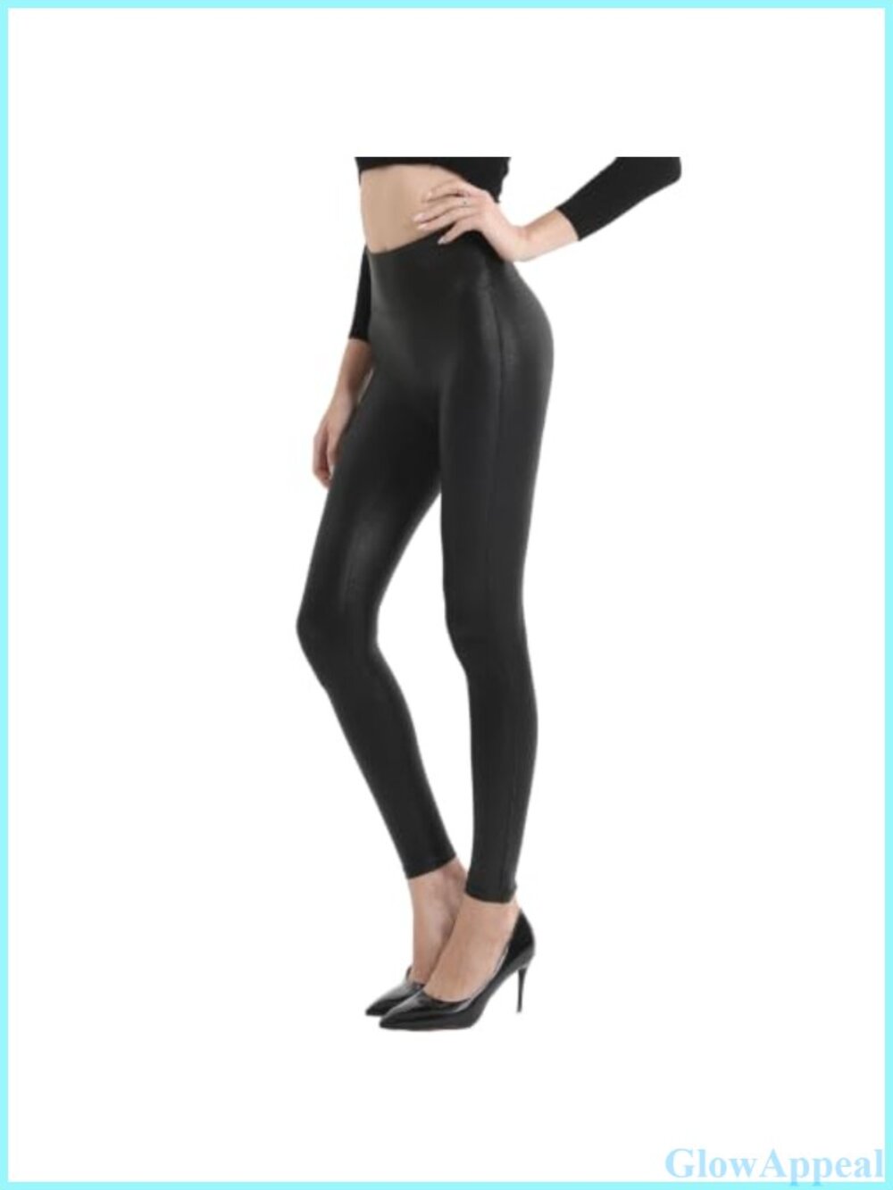Faux Leather Leggings Women High Waisted Tummy Control Workout Yoga Pants